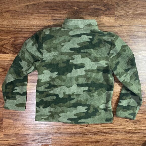 Eddie Bauer Mock Neck Camouflage Full Zip Up Sweater Boys Small 7/8 Green - Picture 5 of 6
